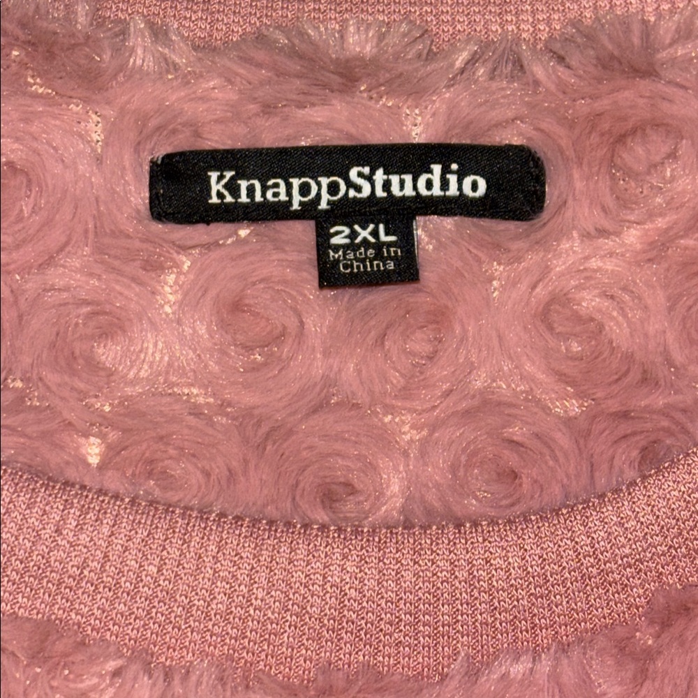 Knapp Studio Textured Mauve Rose Buds Crewneck Sweater 2XL EUC - Picture 3 of 5
